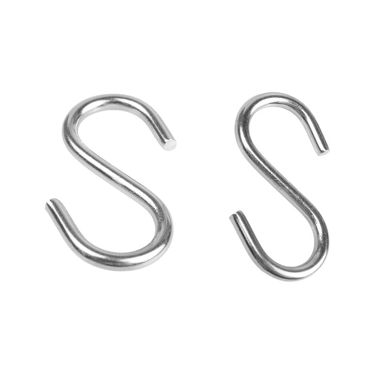 AUXBC 32PCS 1-1/2 Inch 304 Stainless Steel S Hooks, Heavy Duty M3 Hanging Hooks Mini S Shaped Hangers, Curtain Hanging Connectors S Shaped Utility Hooks - Image 3